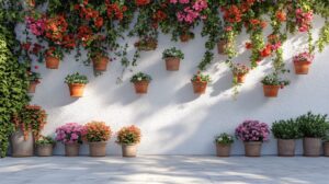 Façade blanche fleurie dans la vieille ville de Marbella