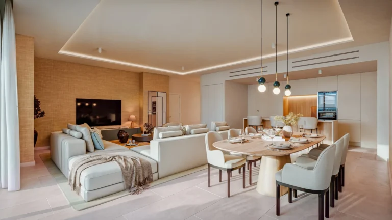 Salon et salle à manger ouverts aux finitions modernes à Tempo, Marbella