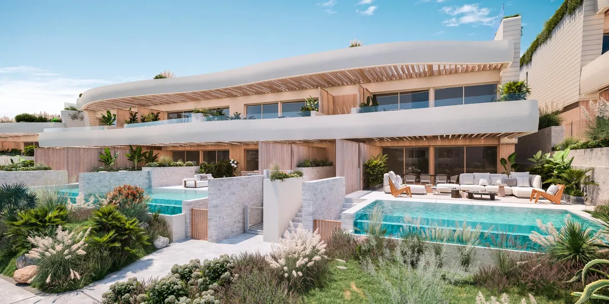Terrasse avec vue mer d'un rez-de-jardin à Dunique