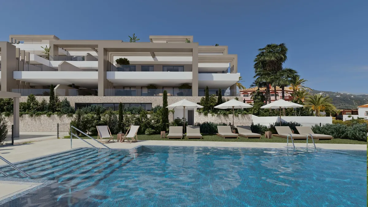Piscine avec bar dans le programme neuf Las Mesas Infinity Homes à Estepona
