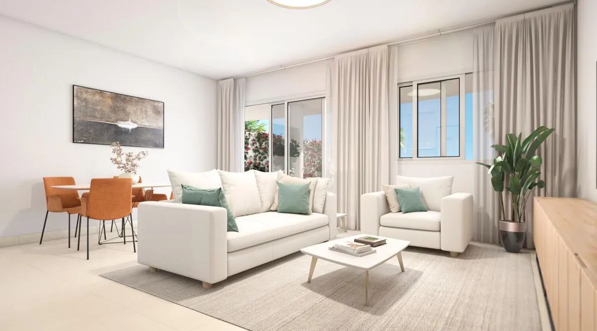 Terraza con vistas al mar de un piso en Nexus Residences