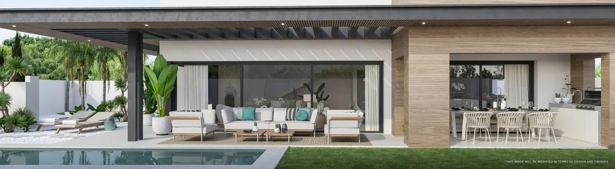 One Bali Villas, Mijas 2 Grande terrasse avec transats d'une villa de One Bali Villas