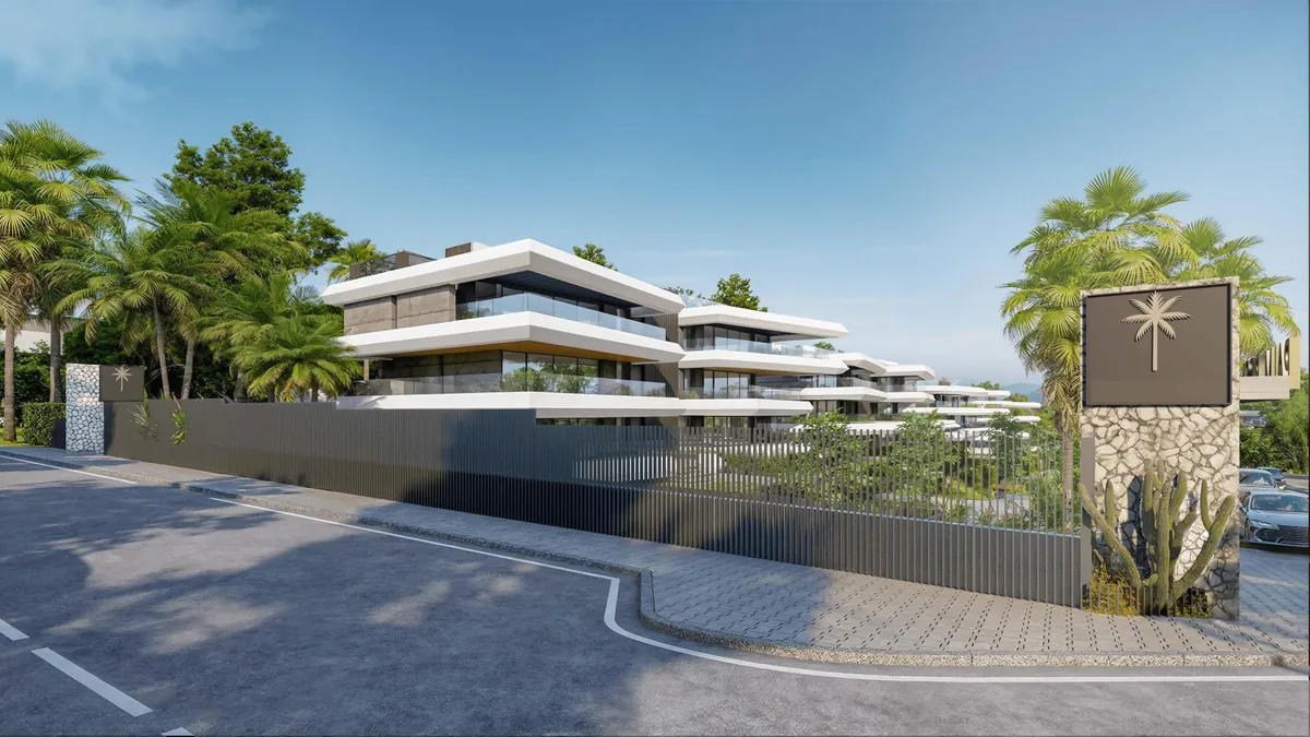 Piscine extérieure commune entre les jardins de Palm Residences
