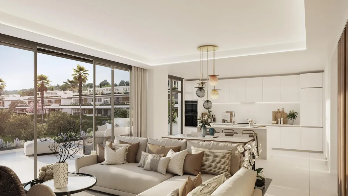 Zicht over de golfbaan vanaf Santa Clara Homes in Los Monteros