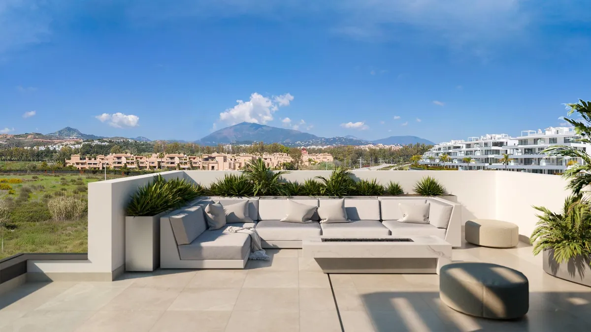 Saltwater pool in the communal garden at Serene Atalaya