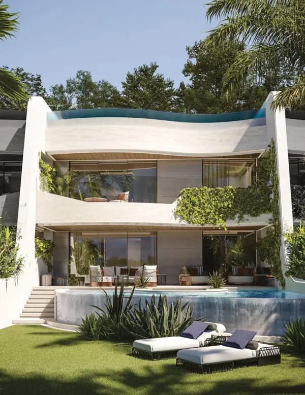 AÍDA, Golden Mile, Marbella: façade with garden and pool