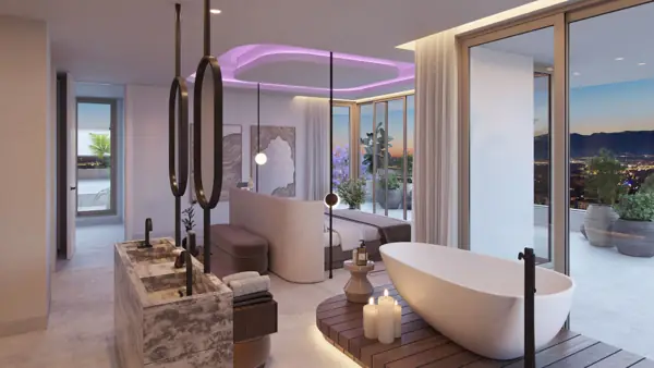 Villas Alcalá, Nueva Andalucía, Marbella, Villa Alcalá 4: baño con bañera exenta