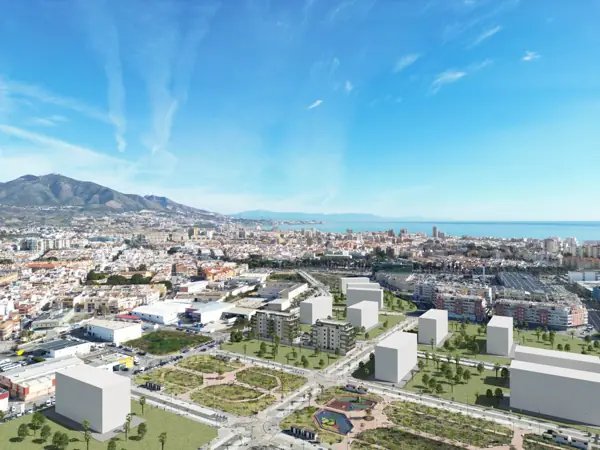 Biznaga, Las Lagunas, Mijas: luchtbeeld richting zee