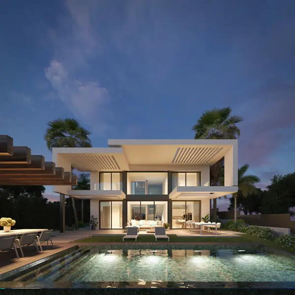 Buena Vista Hills, Mijas: villa in the evening