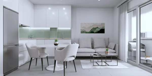 Edificio Perseo, Fuengirola : salon avec cuisine ouverte