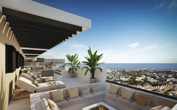Martalia, Benalmádena: terras met lounge en zeezicht