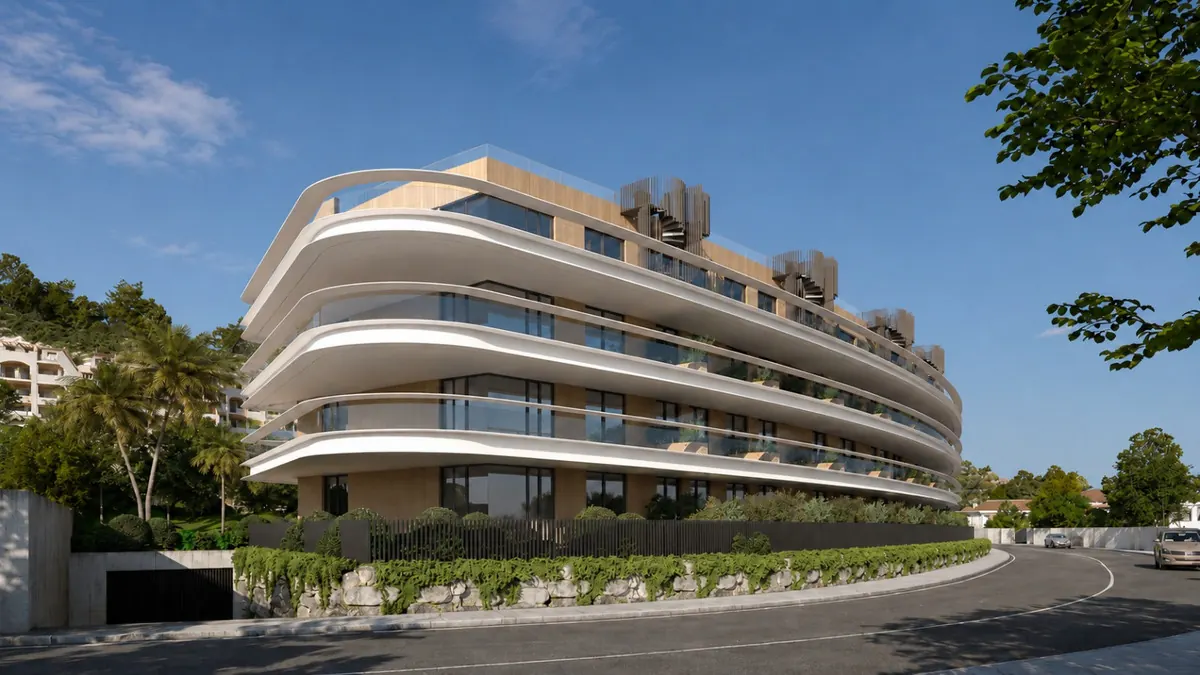 Moon 64, Los Hidalgos, Manilva: building with curved terraces