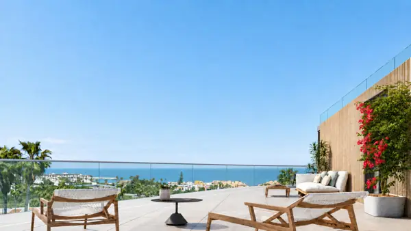 Moon 64, Los Hidalgos, Manilva: terrace with sea views
