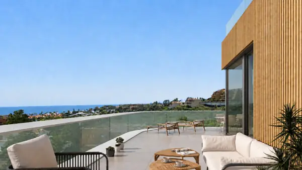 Moon 64, Los Hidalgos, Manilva: terrace with sea views