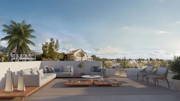 Noura Villas, Golden Mile, Marbella, Villa Sky : toit-terrasse avec vue