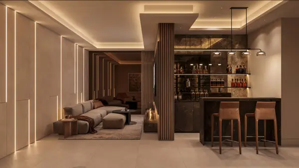 Noura Villas, Golden Mile, Marbella, Villa Sky : salon avec bar