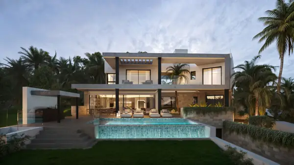 Noura Villas, Golden Mile, Marbella, Villa Sky : villa à la tombée du jour