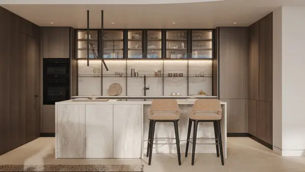 Noura Villas, Golden Mile, Marbella, Villa Sky : cuisine avec îlot central