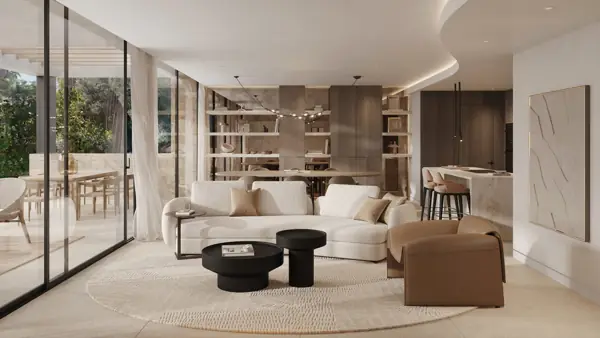 Noura Villas, Golden Mile, Marbella, Villa Sky : salon avec coin repas