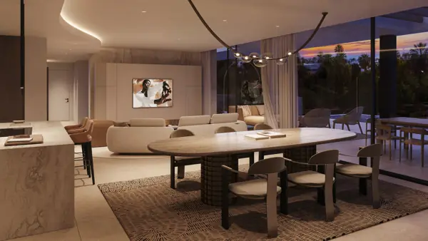 Noura Villas, Golden Mile, Marbella, Villa Sky : salon avec coin repas