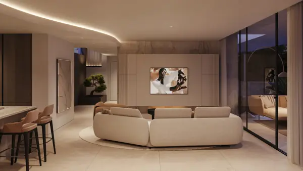 Noura Villas, Golden Mile, Marbella, Villa Sky : salon avec coin repas