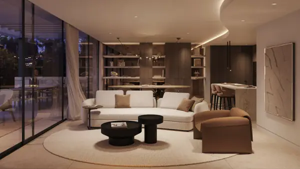 Noura Villas, Golden Mile, Marbella, Villa Sky : salon avec coin repas