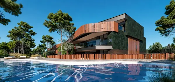 Orum, Estepona: gebouw aan het zwembad (3D-weergave)
